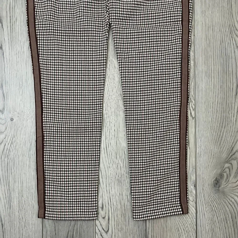 BB Dakota Womens Size 0 Brown Houndstooth Straight Leg Cropped Trouser Pant
